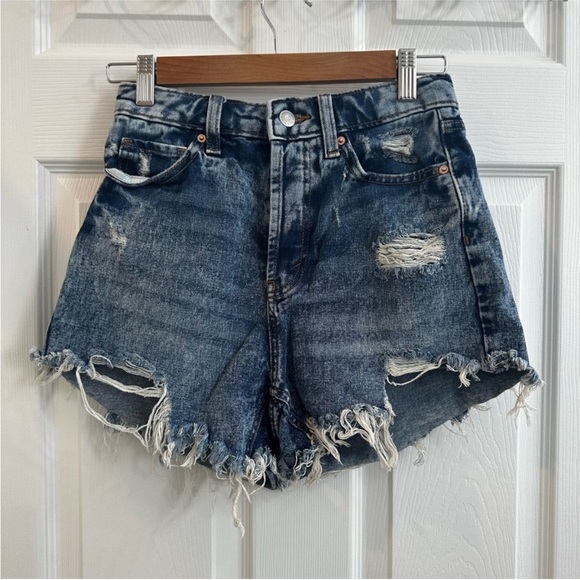 Wild Fable Blue Distressed Jean Shorts - Picture 1 of 6
